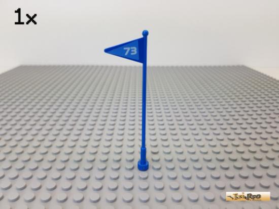 LEGO 1Stk System Fahne mit Mast beklebt Nr. 73 blau