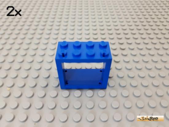 LEGO 2Stk Fenster / Rahmen 2x4x2 blau 4132