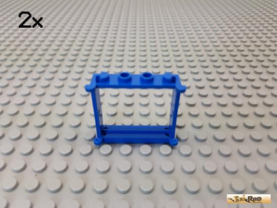 LEGO 2Stk Fenster / Fensterrahmen 1x4x3 blau 3853