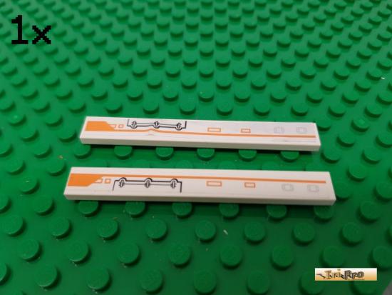 LEGO 1Stk Fliese / Kachel 1x8 L+R wei beklebt 4162 / Sticker M23