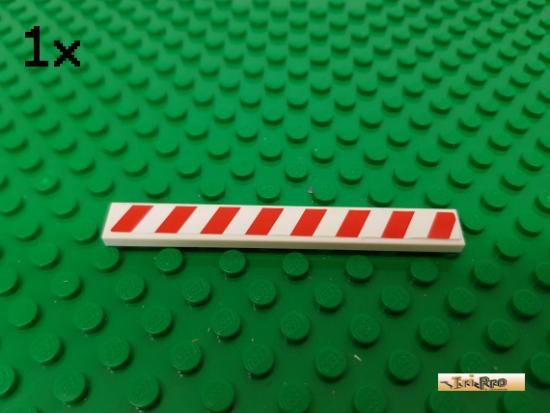 LEGO 1Stk Fliese / Kachel 1x8 wei beklebt 4162pb097