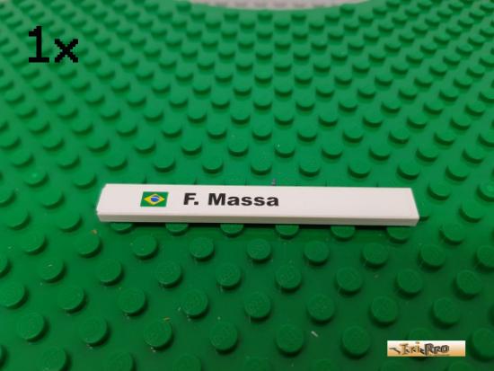 LEGO 1Stk Fliese / Kachel 1x8 wei beklebt 4162