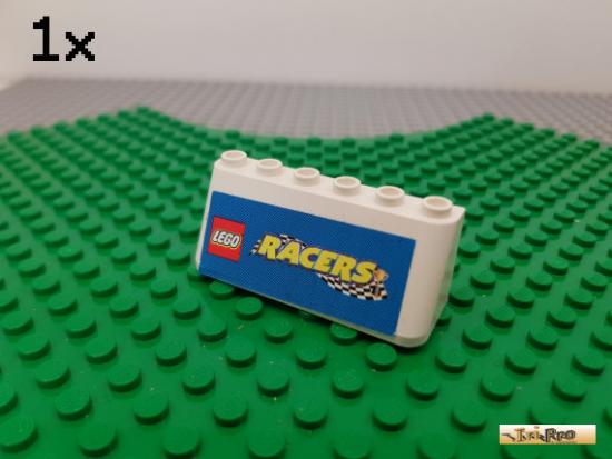 LEGO 1Stk Windschutzscheibe / Scheibe 2x6x2 wei beklebt 4176