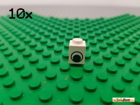 LEGO 10Stk Stein Basic 1x1 / Auge wei bedruckt 3005pe1