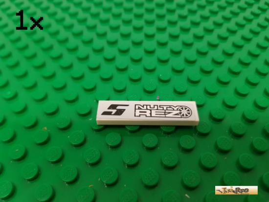 LEGO 1Stk Fliese / Kachel 1x4 wei beklebt 2431