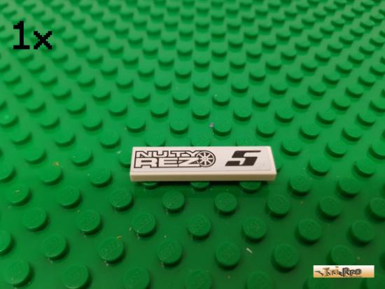 LEGO 1Stk Fliese / Kachel 1x4 wei beklebt 2431