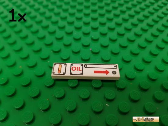 LEGO 1Stk Fliese / Kachel 1x4 wei bedruckt 2431