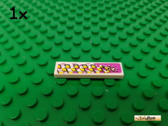 LEGO 1Stk Fliese / Kachel 1x4 wei beklebt 2431