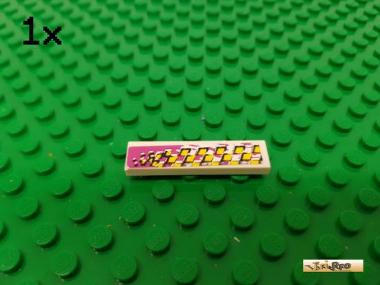 LEGO 1Stk Fliese / Kachel 1x4 wei beklebt 2431