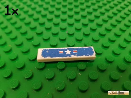 LEGO 1Stk Fliese / Kachel 1x4 wei beklebt 2431