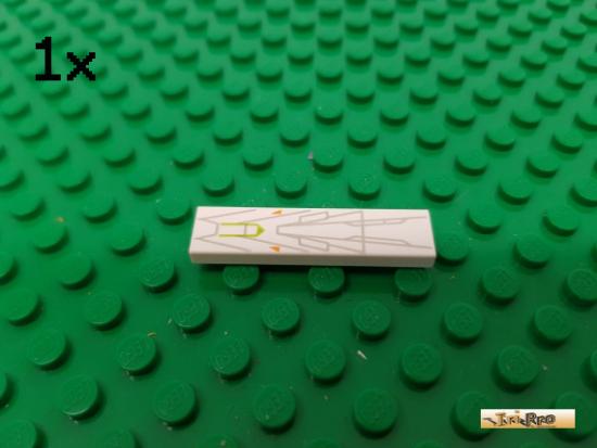 LEGO 1Stk Fliese / Kachel 1x4 wei bedruckt 2431