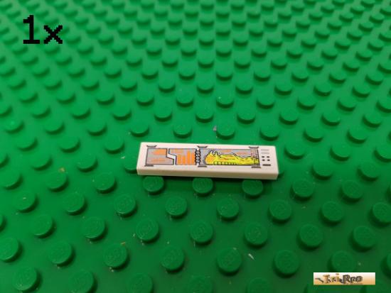 LEGO 1Stk Fliese / Kachel 1x4 wei beklebt 2431