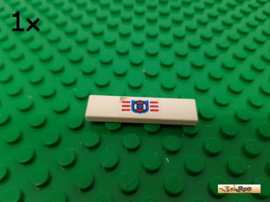 LEGO 1Stk Fliese / Kachel 1x4 wei beklebt 2431