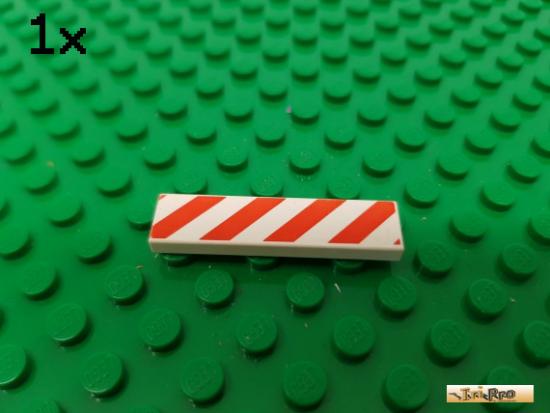 LEGO 1Stk Fliese / Kachel 1x4 wei bedruckt 2431p02