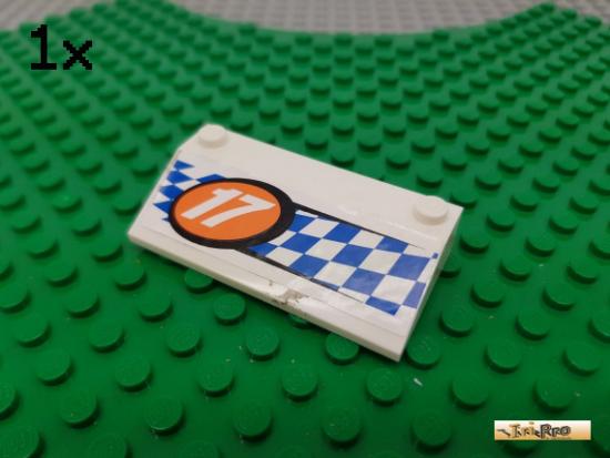 LEGO 1Stk Windschutzscheibe / Scheibe 3x6 wei beklebt 58181