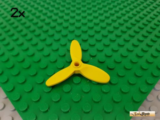 LEGO 2Stk Propeller / Rotor 3 Blatt kleines Pinloch gelb 4617