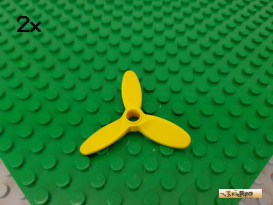 LEGO 2Stk Propeller / Rotor 3 Blatt groes Pinloch gelb 4617