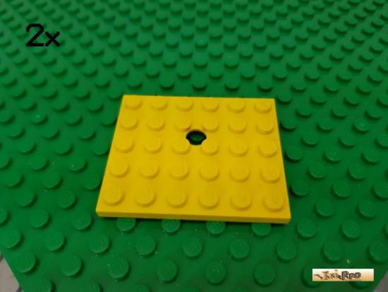 LEGO 2Stk Platte 5x6 mit Loch gelb 711