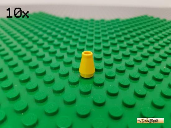 LEGO 10Stk Stein 1x1 rund / Kegel gelb 4589