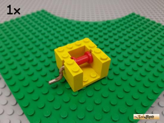 LEGO 1Stk Kurbel / Seilwinde 4x4x2 gelb mit Rolle rot x378c02