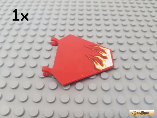 LEGO 1Stk Fahne / Flagge / Trapez 2 Clips rot beklebt 17979