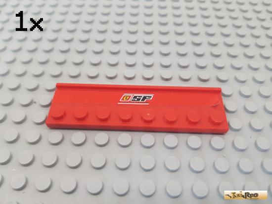 LEGO 1Stk Platte / Fliese 2x8 mit Nut / Fhrung rot beklebt 30586