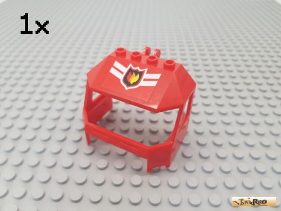 LEGO 1Stk Cockpit / Feuerwehr 4x6x4 ohne Glas rot beklebt 45406