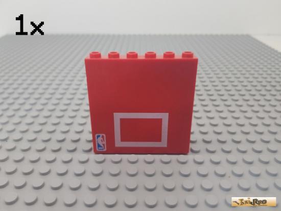 LEGO 1Stk Paneel / Wand 1x6x5 rot bedruckt 3754pb05