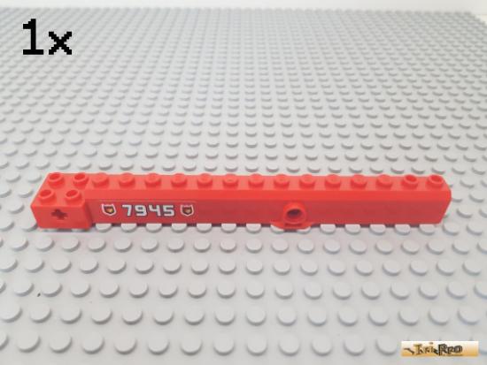 LEGO 1Stk Kranarm / Ausleger 2x16 rot beklebt 57779pb001 / Set 7945