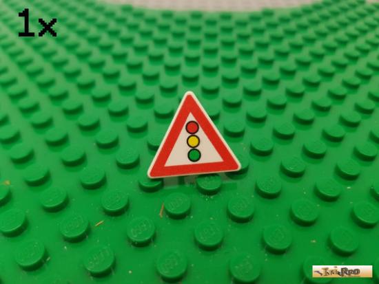 LEGO 1Stk Schild / Warnschild / Dreieck mit Clip wei bedruckt 892