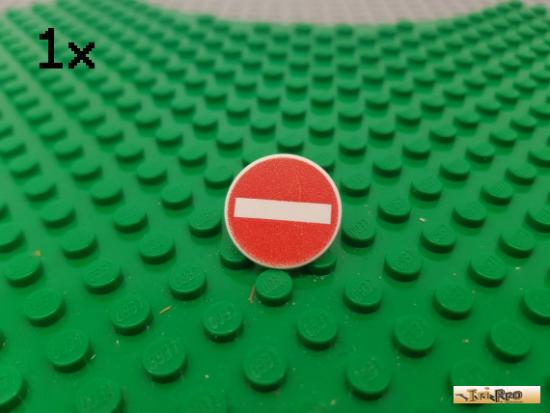 LEGO 1Stk Schild / Warnschild / 2x2 rund mit Clip wei bedruckt 30261px4