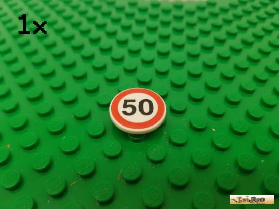 LEGO 1Stk Schild / Warnschild / 2x2 rund mit Clip wei bedruckt 30261px2