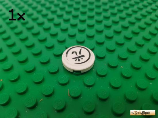 LEGO 1Stk Fliese / Kachel 2x2 rund wei beklebt 4150pb078