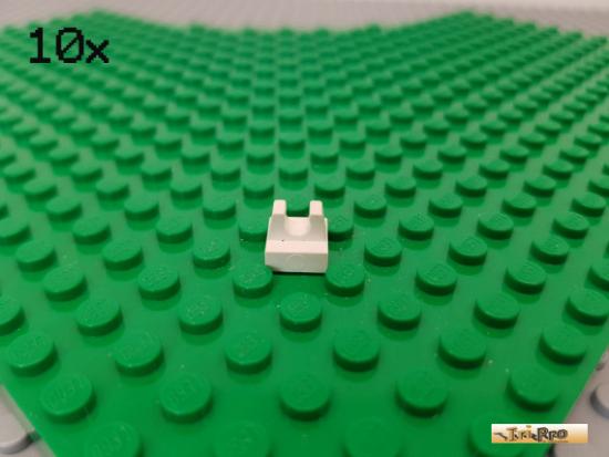 LEGO 10Stk Platte 1x1 mit Clip oben wei 2555