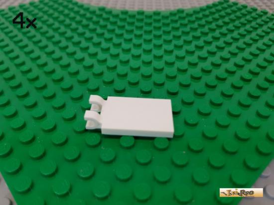 LEGO 4Stk Fliese / Kachel / Fahne mit 2 Clips wei 30350