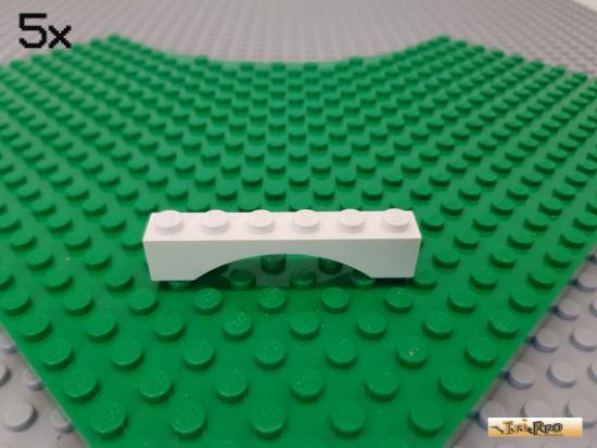 LEGO 5Stk Bogen / Bogenstein 1x6x1 wei 3455